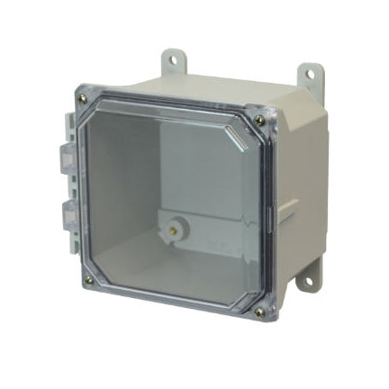 6x6x4 NEMA 4X Fiberglass Enclosure CLEAR Lift-Off Screw Cover FOOT MOUNT