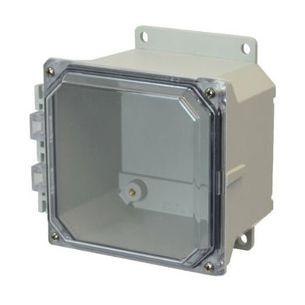 6x6x4 NEMA 4X Fiberglass Enclosure CLEAR Lift-Off Screw Cover FLANGE MOUNT