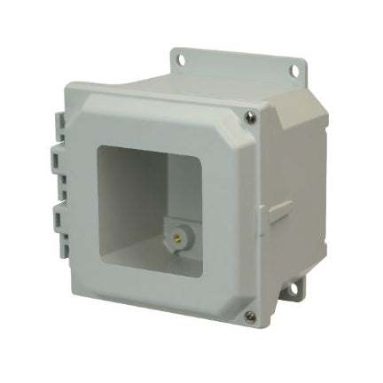 6x6x4 NEMA 4X Fiberglass Enclosure Hinged Screw Cover Window FLANGE MOUNT