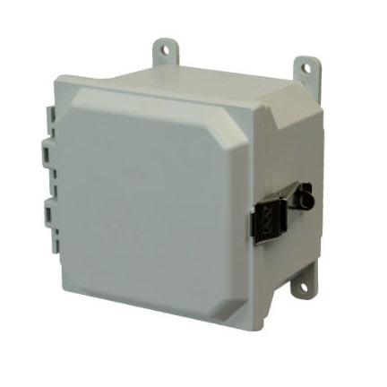 6x6x4 NEMA 4X Fiberglass Enclosure Quick-Release Latch Hinged Cover FOOT MOUNT