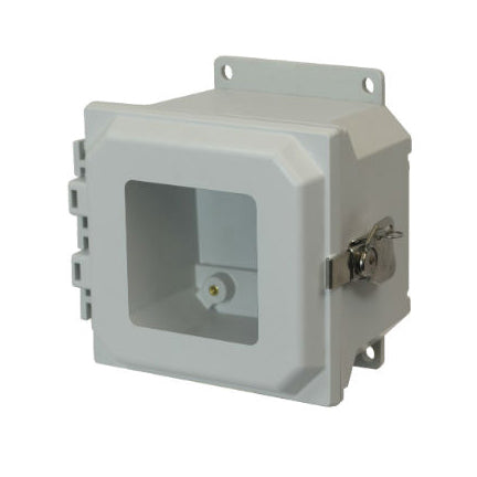 6x6x4 NEMA 4X Fiberglass Enclosure Twist Latch Hinged Cover Window FLANGE MOUNT