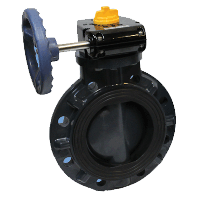 6" PVC Butterfly Valve, PVC Wafer, EPDM Seals, Gear Operator - Asahi/America Pool-Pro (3793060)