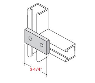 Champion Strut Channel Fitting - Grooved, 3-1/4", two-hole, rectangular fitting CS-2500V (flat)