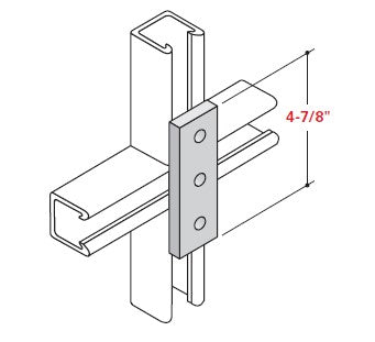 Champion Strut Channel Fitting - Grooved, 4-7/8", three-hole, rectangular fitting CS-2502P (flat)