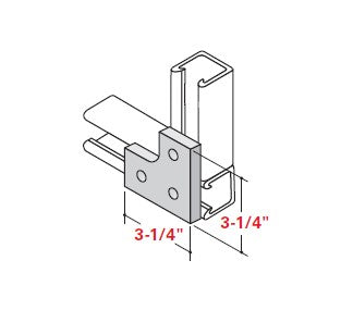 Champion Strut Channel Fitting - Flat 3-1/4" x 3-1/4", three-hole, L-shaped fitting CS-2508V