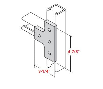 Champion Strut Channel Fitting - Flat 3-1/4" x 4-7/8", four-hole, T-shaped fitting CS-2512P