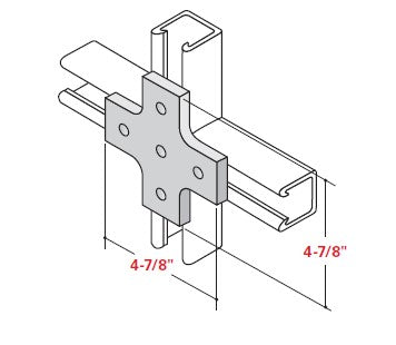 Champion Strut Channel Fitting - Flat, 4-7/8" x 4-7/8", five-hole, plus-shaped fitting CS-2518V