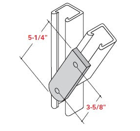 Champion Strut Channel Fitting - Grooved, 5-1/4", two-hole, fitting, one end rounded CS-2528V (flat)