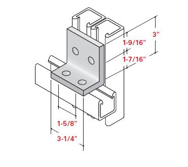 Champion Strut Channel Fitting - Flat, 3" x 3-1/4", four-hole, L-shaped fitting CS-2542P