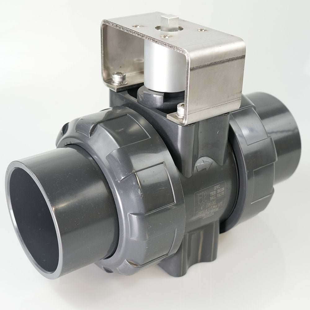 4" PVC True Union Ball Valve - Actuation Ready - FP-ISO-TUBV-S-040