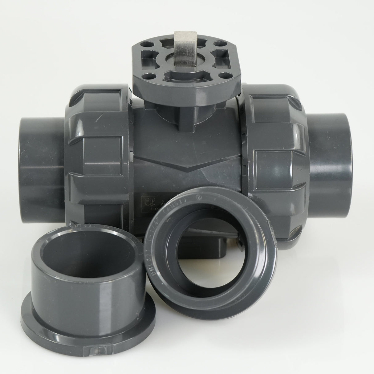 1-1/4"  PVC True Union Ball Valve - Actuation Ready - FP-ISO-TUBV-ST-012