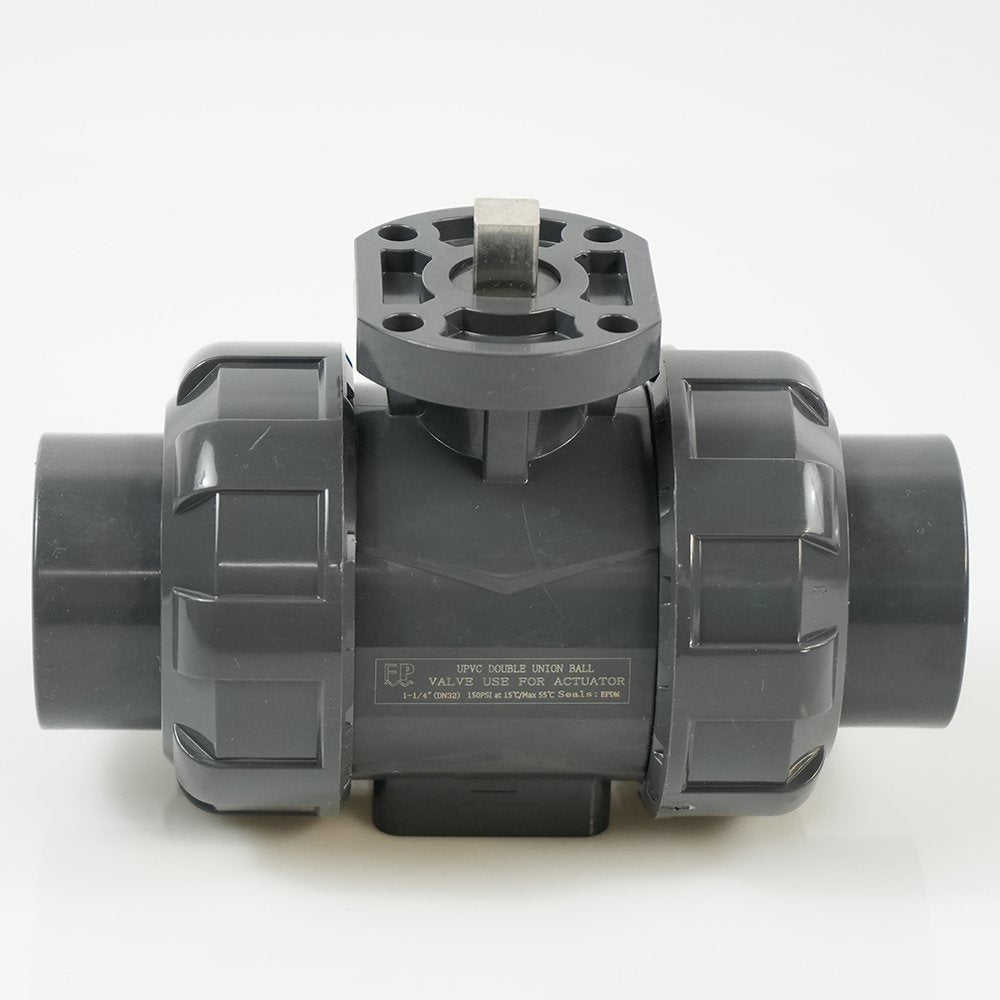 1-1/4"  PVC True Union Ball Valve - Actuation Ready - FP-ISO-TUBV-ST-012