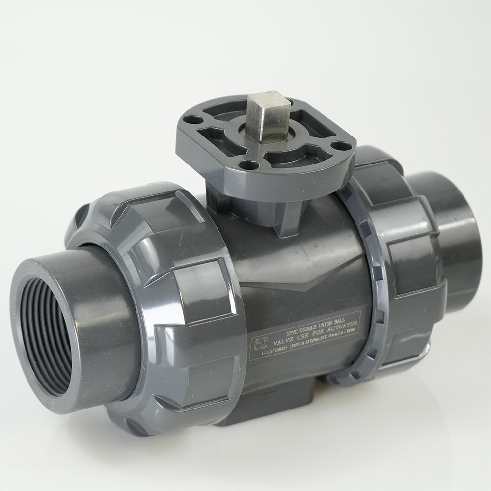 1-1/4"  PVC True Union Ball Valve - Actuation Ready - FP-ISO-TUBV-ST-012