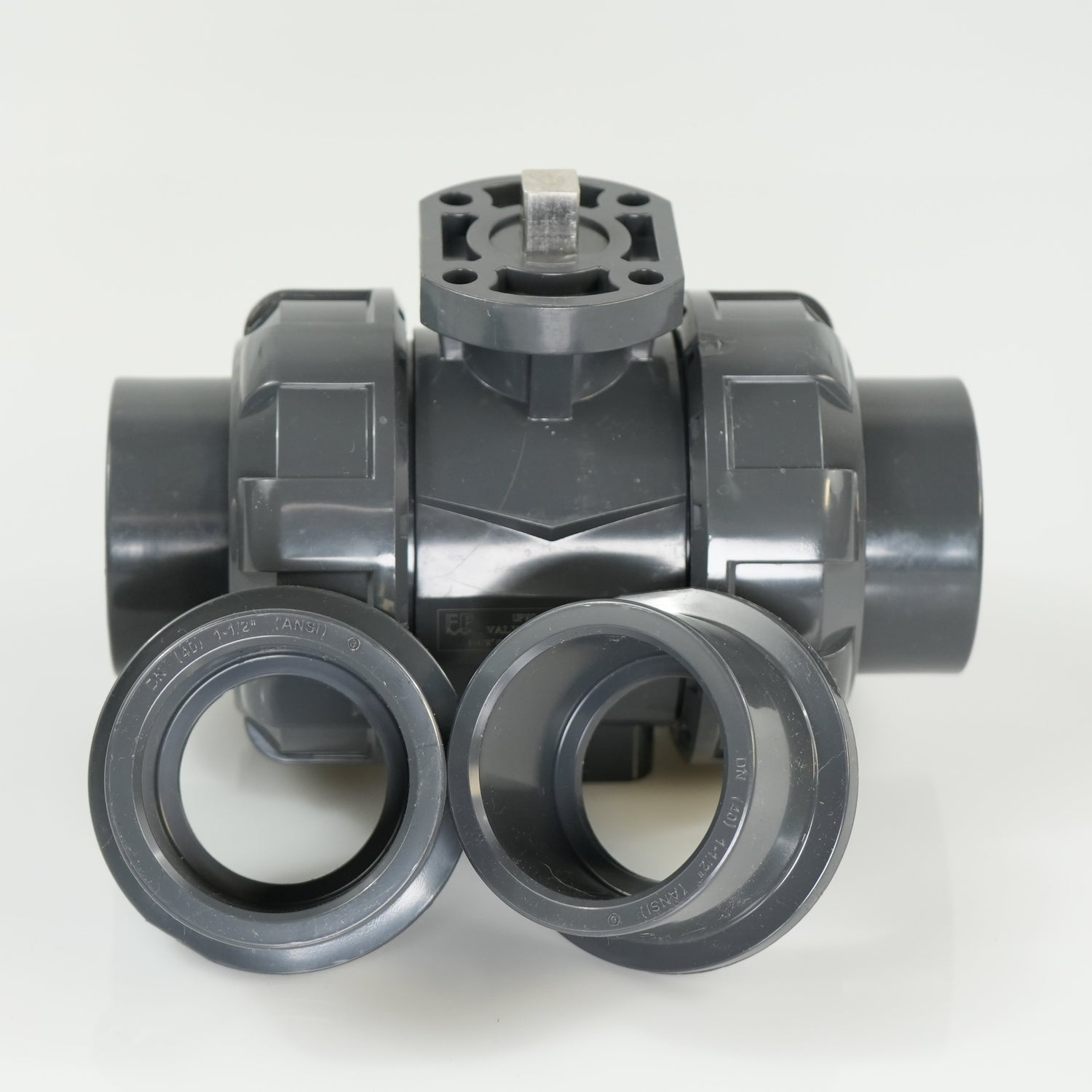 1-1/2"  PVC True Union Ball Valve - Actuation Ready - FP-ISO-TUBV-ST-015