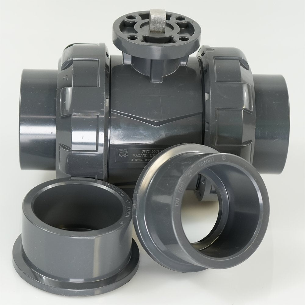 2" PVC True Union Ball Valve - Actuation Ready - FP-ISO-TUBV-ST-020