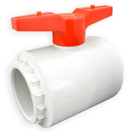 4" Flui-PRO PVC Compact Ball Valve - White / Threaded (FP-WT-040)