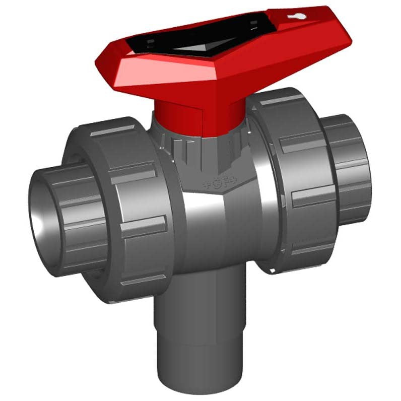 1/2 inch GF 543 3-Way Ball Valve Viton Vert. 161543672