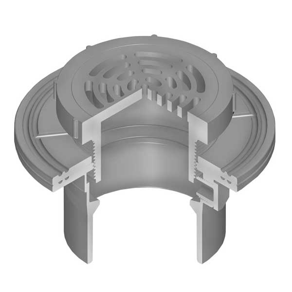 1-1/2X6  LabWaste CPVC with Stainless Steel Adjustable Top w/Round Grate & Membrane Collar (LW160M-015S)