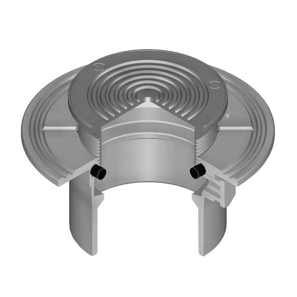 3X5  LabWaste CPVC Floor Cleanout w/Stainless Steel Adjustable Round Top, Solid Access Cover & Membrane Collar (LW151M-030S)