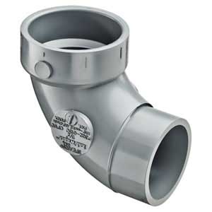 3"  LabWaste CPVC 1/4 Bend, Street - 90° Spigot x Hub (P302-030C)