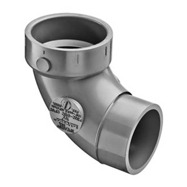 2"   LabWaste CPVC Street 1/4 Bend Spigot x Hub (P302-020C)