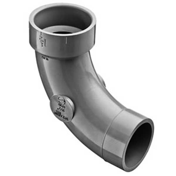 6" LabWaste CPVC 90° Street Long Sweep 1/4 Bend Hub x Spigot (P309-060C)