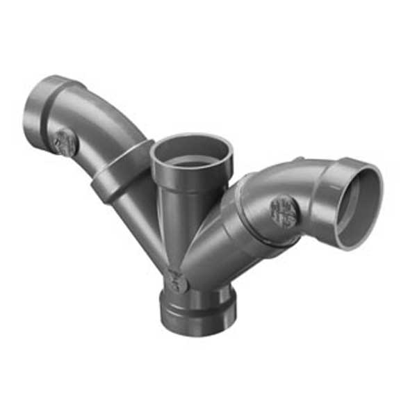 8" x 6" LabWaste CPVC Double Combination Wye and 1/8 Bend HUB (P507-585CF)