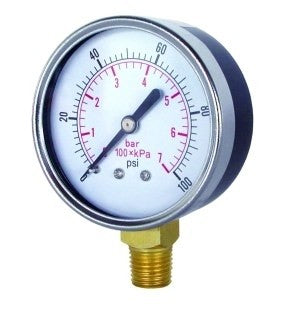 1.5” Model 20 Pressure Gauge, 0-160 PSI, 1/8” MNPT Bottom Mount (0120DSB160)