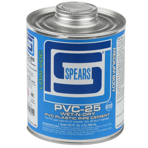 PVC-25 Spears Aqua Blue Wet-N-Dry Medium Body PVC Cement