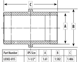 1-1/2" PVC Inside Pipe Connector L0302-015