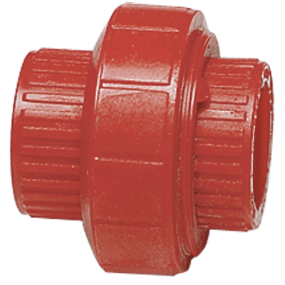 1" Union, Socket, Red, PVDF, FKM Seal, Schedule 80