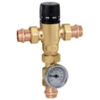 1" Adjustable Thermostatic Mixing Valve, NPT Male Union w/ Gauge (521610A)