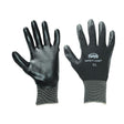 PawZﾮ Black Nylon Knit Shell Gloves - Polyurethane Palm Coating - Lrg