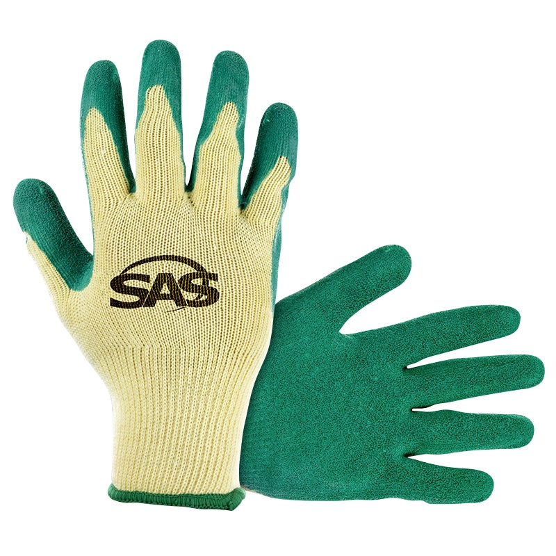 Cotton/Poly Knit Gloves - Wrinkled Finish Latex Coating - Lrg
