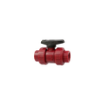 2" Ball Valve, Threaded, True Union, Red, PVDF, FKM Seal, Schedule 80, Model C, Black Handle