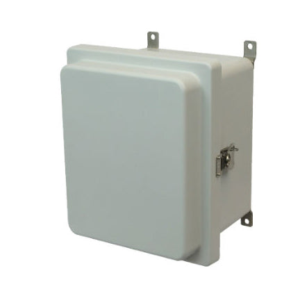 10x8x4 NEMA 4X Fiberglass Enclosure Raised Twist Latch Hinged Cover