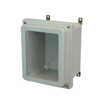 10x8x4 NEMA 4X Fiberglass Enclosure Raised Lift-Off Screw Cover Window