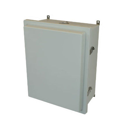 20x16x8 NEMA 4X Fiberglass Enclosure Raised Quick-Release Latch Hinged Cover
