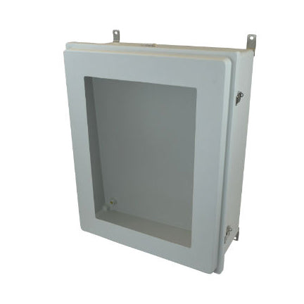 30x24x8 NEMA 4X Fiberglass Enclosure Raised Quick-Release Latch Hinged Cover Window