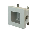 6x6x4 NEMA 4X Fiberglass Enclosure Twist Latch Hinged Cover Window