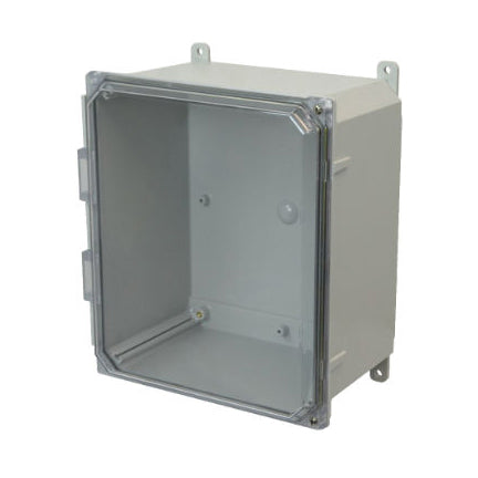 12x10x6 NEMA 4X Polycarbonate ENCL CLEAR Hinged Screw Cover FOOT MOUNT