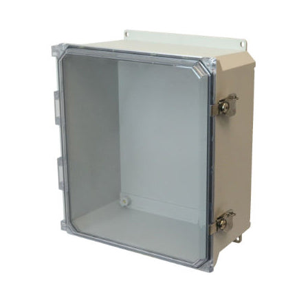 16x14x8 NEMA 4X Fiberglass Enclosure Twist Latch CLEAR Hinged Cover FLANGE MOUNT