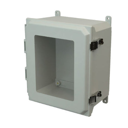 18x16x10 NEMA 4X Fiberglass Enclosure Quick-Release Latch Hinged Cover Window FOOT MOUNT