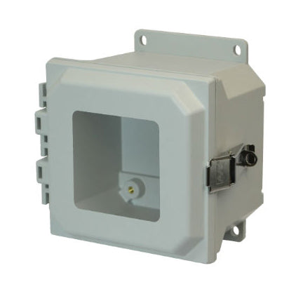 6x6x4 NEMA 4X Fiberglass Enclosure Quick-Release Latch Hinged Cover Window FLANGE MOUNT