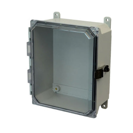8x6x4 NEMA 4X Fiberglass Enclosure Quick-Release Latch Clear Hinged Cover Foot Mount