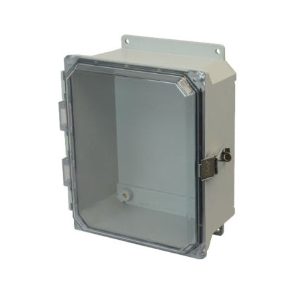 8x6x4 NEMA 4X Fiberglass Enclosure Quick-Release Latch Clear Hinged Cover Flange Mount