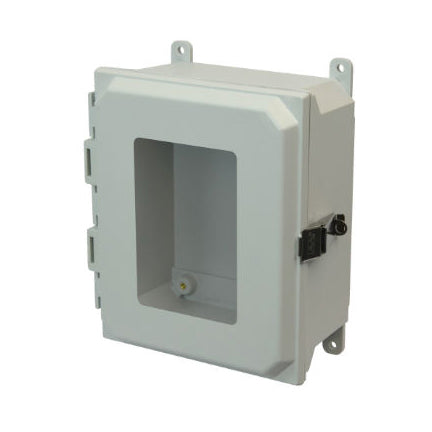 8x6x4 NEMA 4X Fiberglass Enclosure Quick-Release Latch Hinged Cover Window FOOT MOUNT
