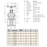 Brass gate valve dimensions