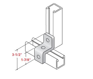 Champion Strut Channel Fitting - Three-hole channel fitting 3-1/2" H with 1-7/8" H setback CS-121