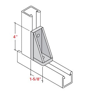 Champion Strut Channel Fitting - Grooved 4" H x 1-5/8" with channel fitting CS-135 (flat)
